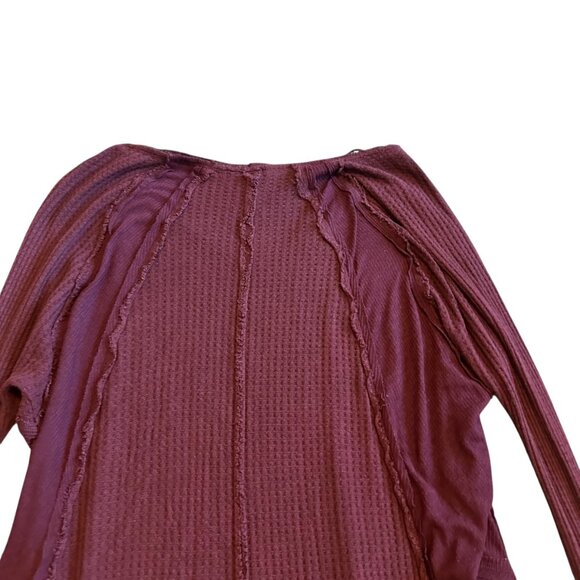 We The Free People Catalina High Low Thermal Long Sleeve Shirt Top Size Small - Picture 8 of 12